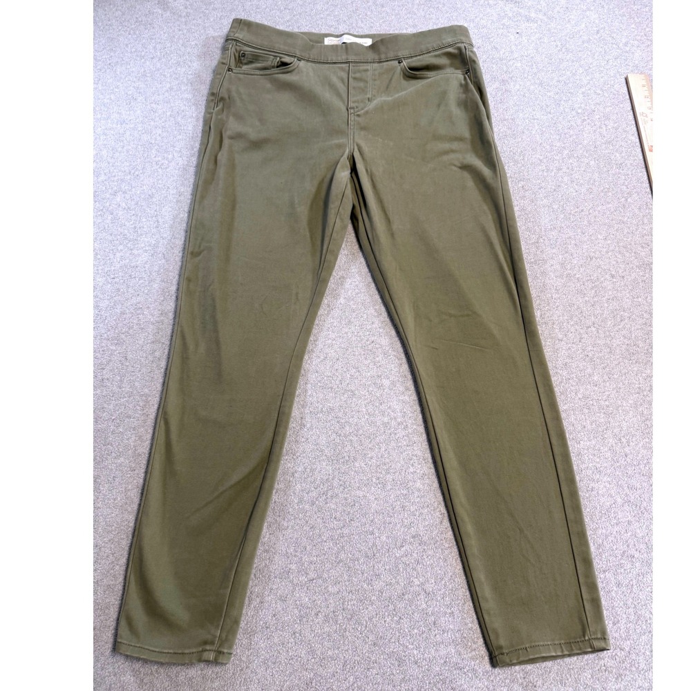 Levi Strauss Signature Gold Pull On Skinny Jeans Womens 14 Olive Green Stretch
